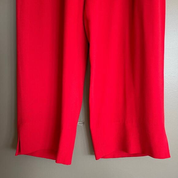 Saloni Bow Tulip Trousers in Scarlet Red High Waisted Size 2 Pleated Chic Sexy - Picture 7 of 16